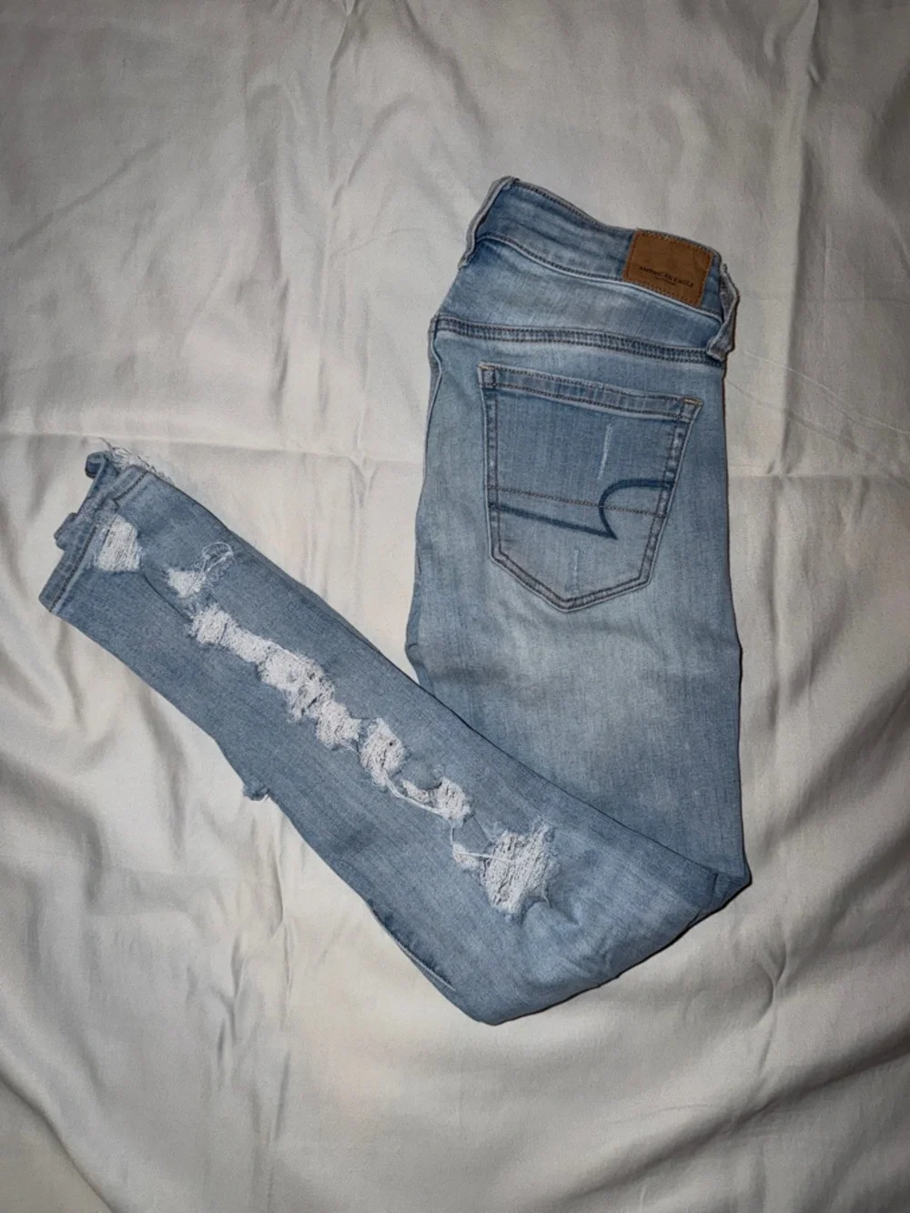 American Eagle Outfitters Light Blue‎ Distressed Skinny Jeans - Women